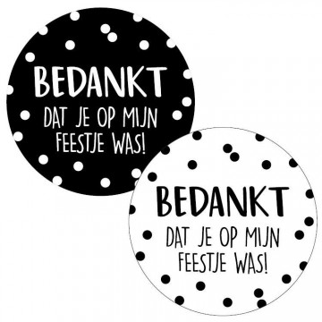 0017518sticker rond 40mm bedankt dat je op mijn feestje was assorti 2 kleuren 500pr 7