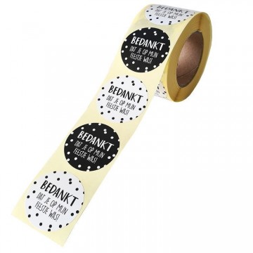 0017519sticker rond 40mm bedankt dat je op mijn feestje was assorti 2 kleuren 500pr