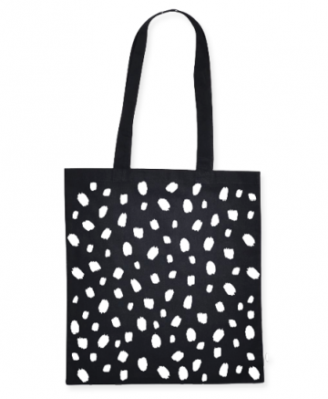0019633kp canvas tas 101 dots zwartwit 38x42cm 10 stuks