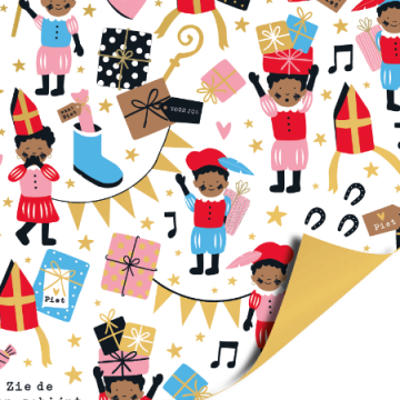 0034144kp cadeaupapier 30cm 100m pieten party450