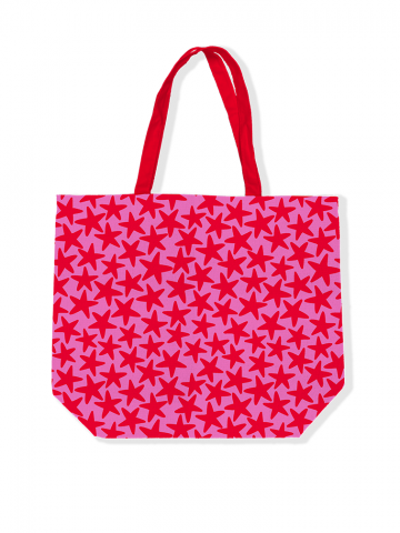 0034542kp canvas tas stars pinkred 48x15x38cm