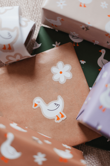 0037093kp stickers 40x45mm baby goose 4 varianten 250pr