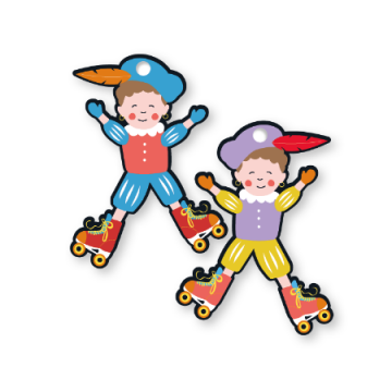 Cadeaulabel piet rolschaats dubbelzijdig 51x70mm