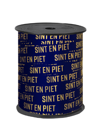 Cadeaulint sint en piet blauwgoud 10mmx150m