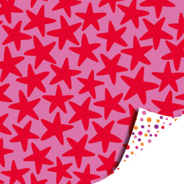 Cadeaupapier 30cm stars pinkred