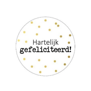 Hartelijk gefeliciteerd stippen goud 40mm
