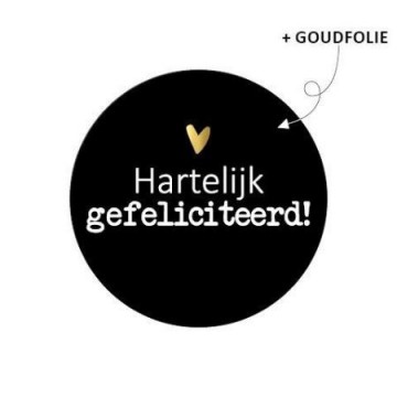 Hartelijk gefeliciteerd zwart 40mm