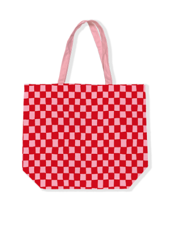 Kp tas handdraw grid rozerood 48x15x38cm