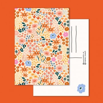 Muchable bloempatroon oranje