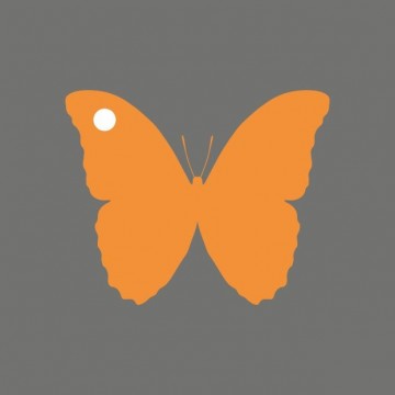 Neon Oranje Vlinder Label