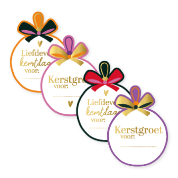 Stickers 44x58mm kerstbal met kerstgroet