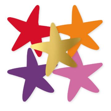 Stickers 45x44mm sterren div kleuren