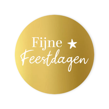 Stickers 50mm fijne feestdagen ster goudwit