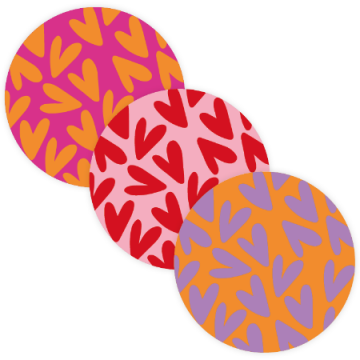 Stickers 60mm hartjesregen 3 varianten